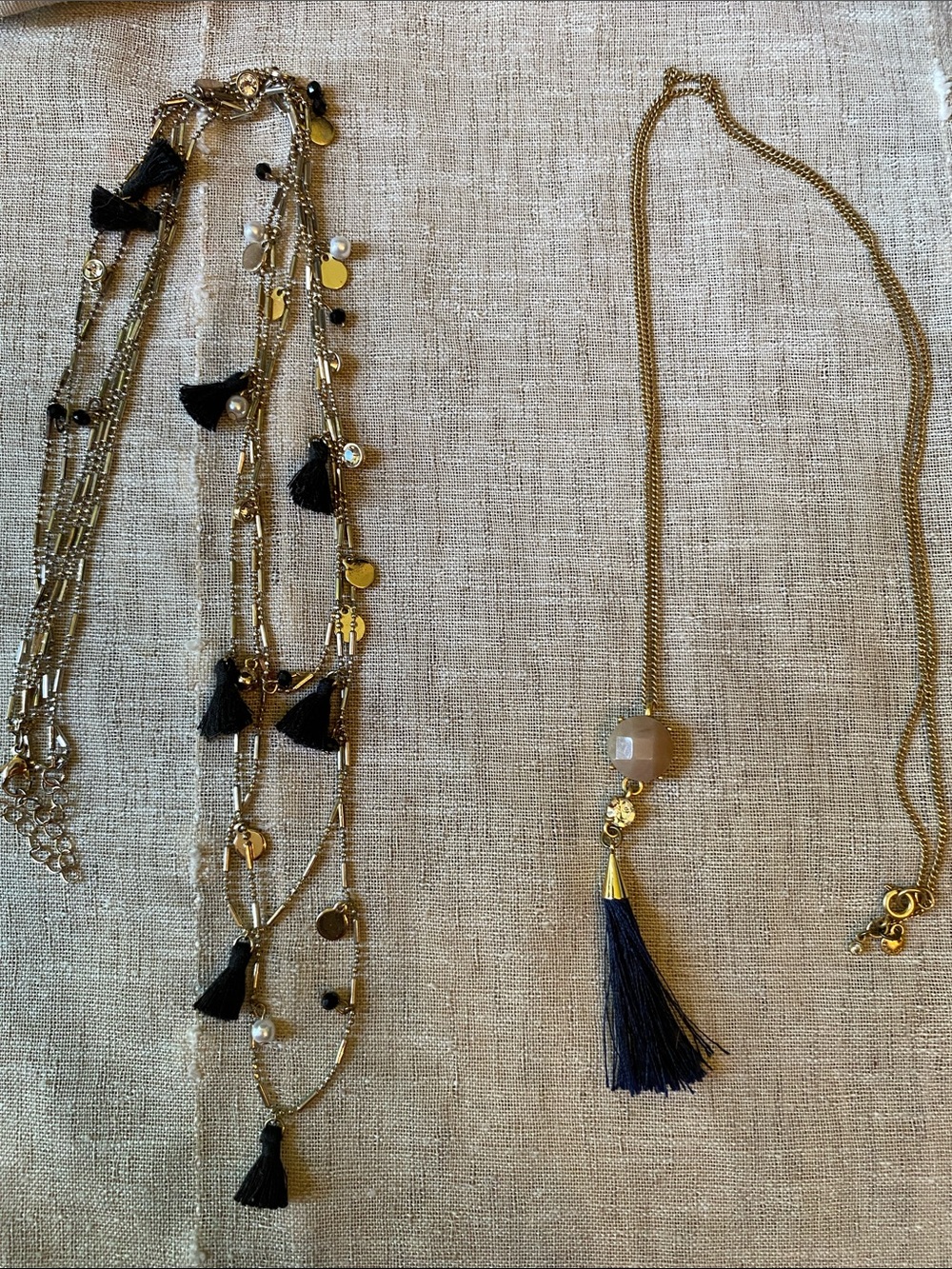 Boho Chic Gold-Tone two Necklaces with Tassels